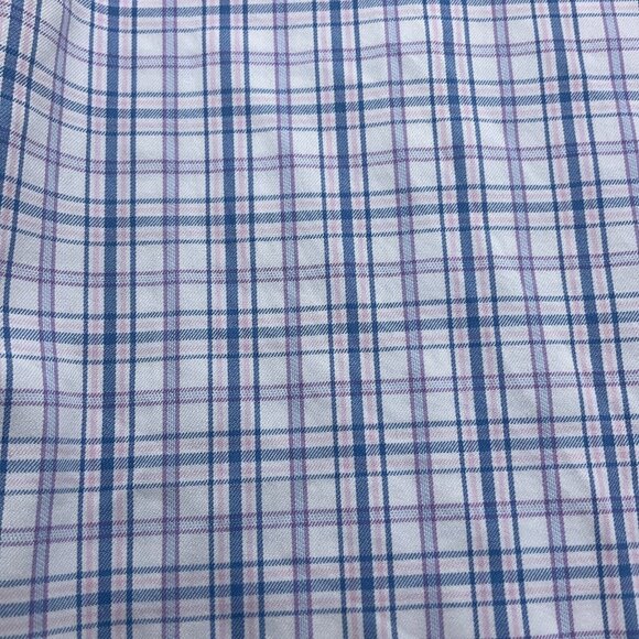 Peter Millar Shirt Men Large Blue Pink Check Plaid Summer Comfort Nylon Stretch - Picture 10 of 11